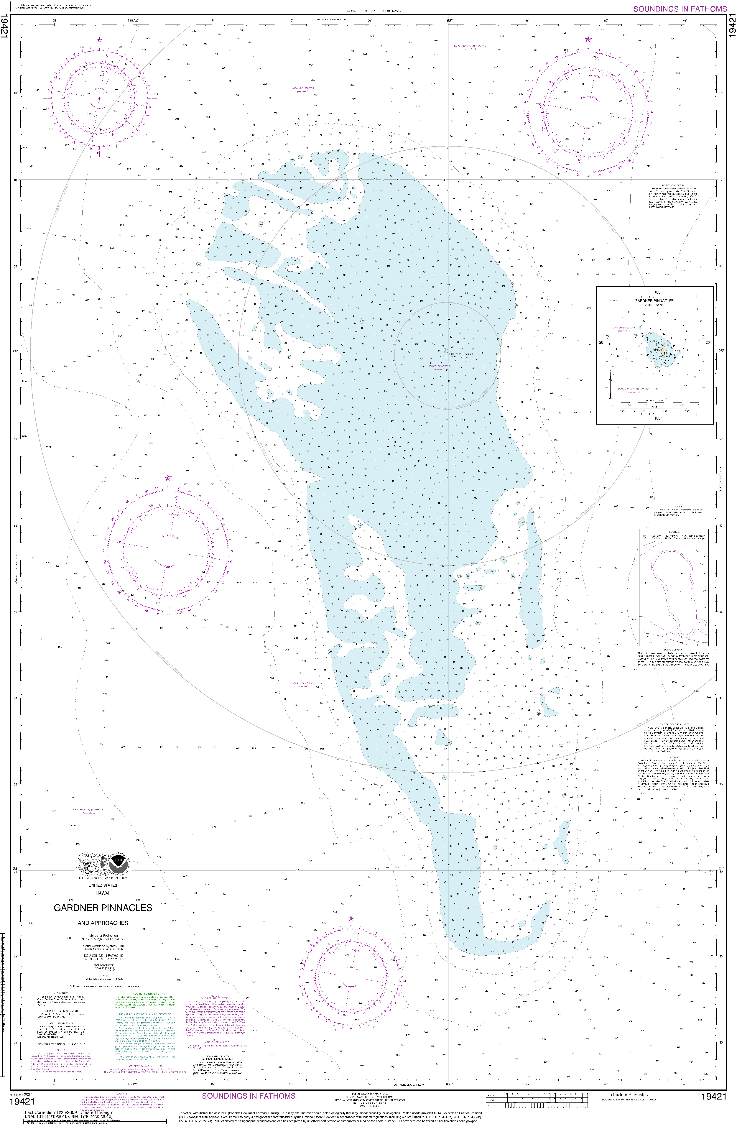 NOAA Nautical Chart 19421: Gardner Pinnacles and approaches;Gardner Pinnacles