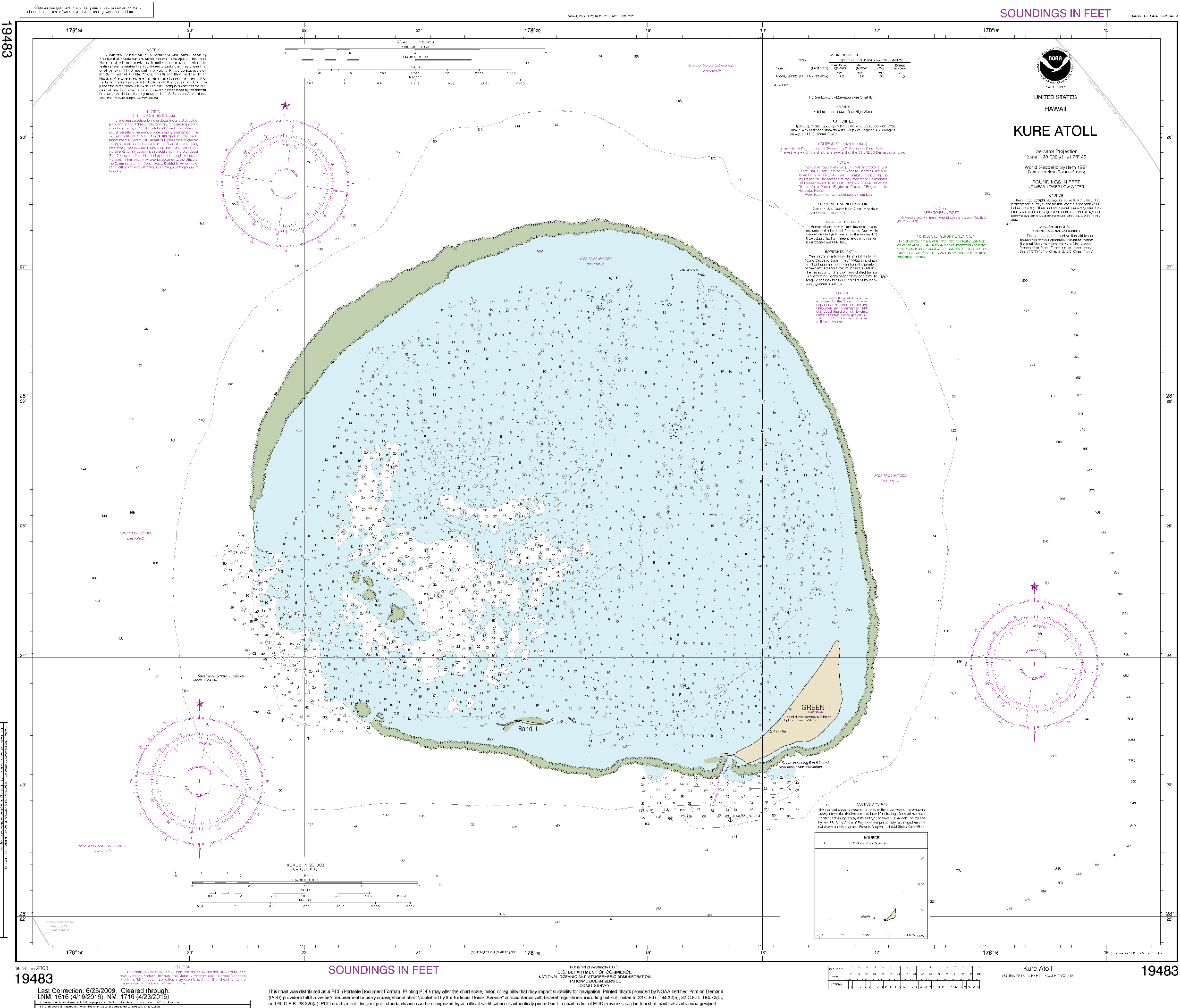 NOAA Nautical Chart 19483: Hawaiƒ??i Kure Atoll