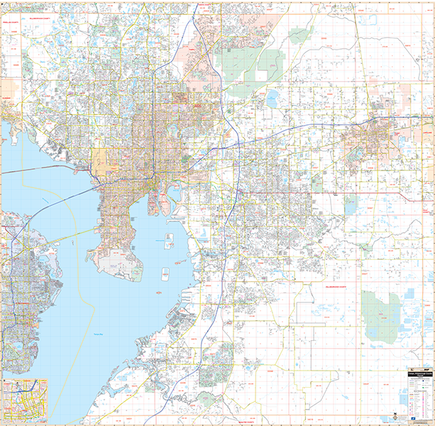 Tampa Hillsborough Co, Fl Wall Map - Large Laminated