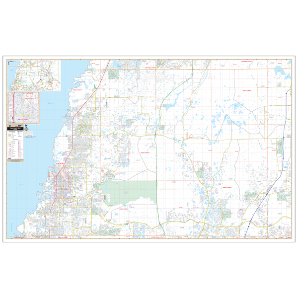 Pasco Co West, Fl Wall Map - Large Laminated