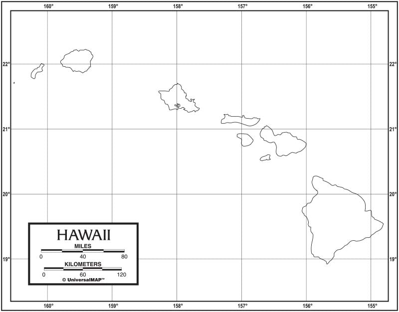 Kappa Map Group  hawaii outline map 50 pack paper or laminated