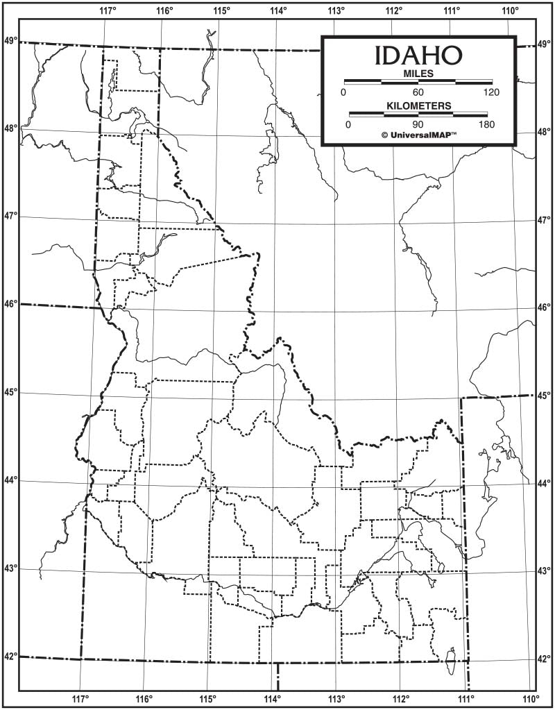 Kappa Map Group  idaho outline map 50 pack paper or laminated