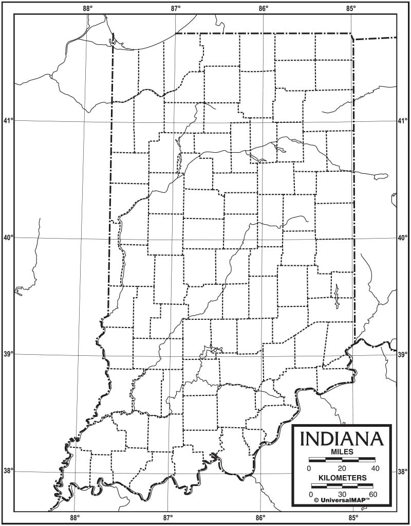 Kappa Map Group  indiana outline map 50 pack paper or laminated