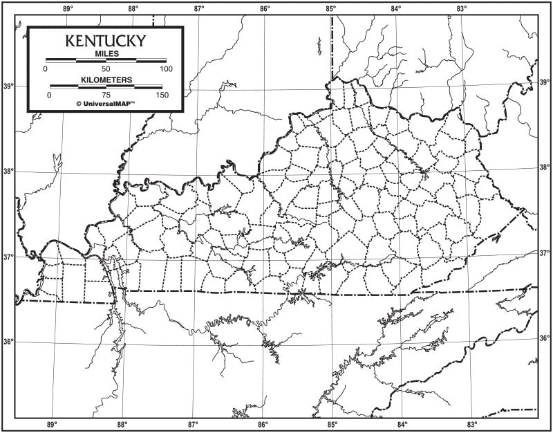 Kappa Map Group  kentucky outline map 50 pack paper or laminated