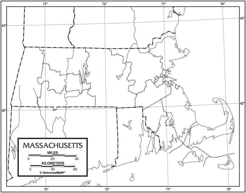 Kappa Map Group  massachusetts outline map 50 pack paper or laminated