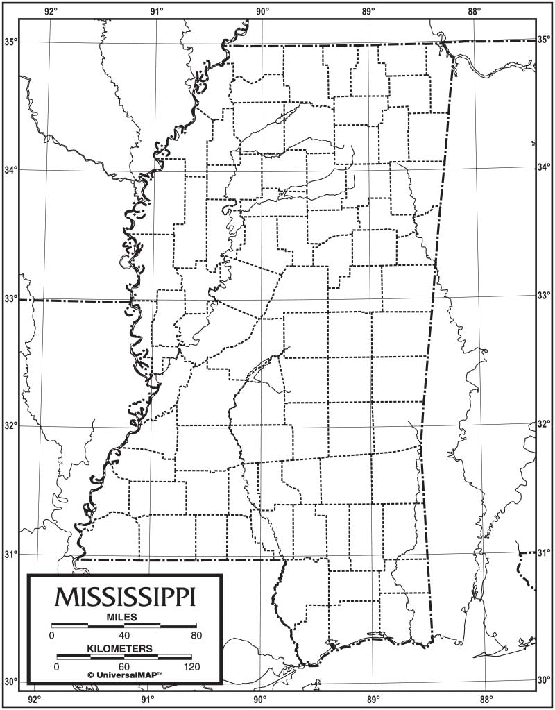 Kappa Map Group  mississippi outline map 50 pack paper or laminated