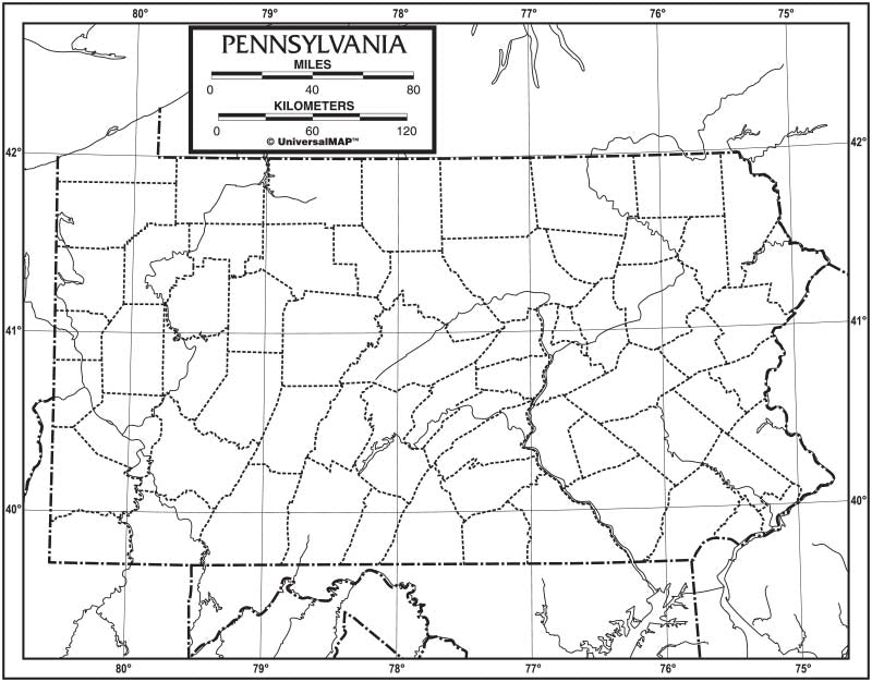 Kappa Map Group  pennsylvania outline map 50 pack paper or laminated