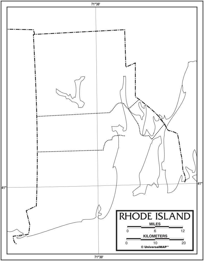 Kappa Map Group  rhode island outline map 50 pack paper or laminated