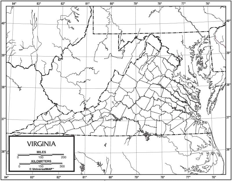Kappa Map Group  virginia outline map 50 pack paper or laminated
