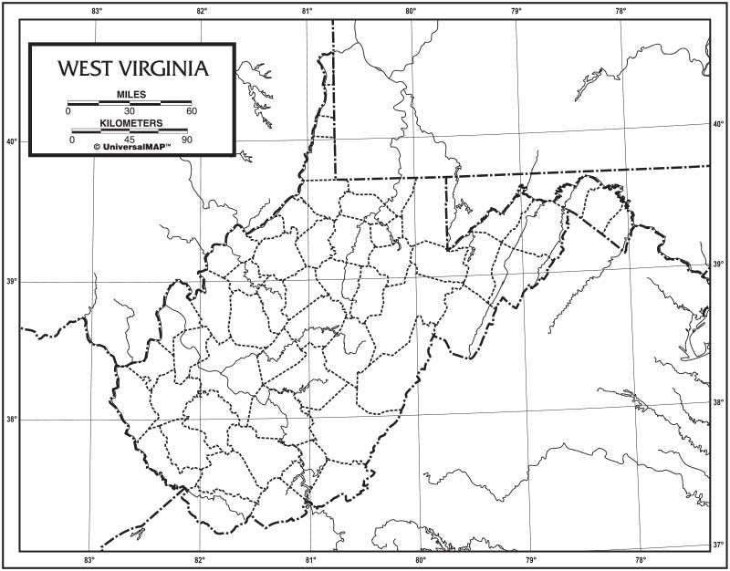 Kappa Map Group  west virginia outline map 50 pack paper or laminated