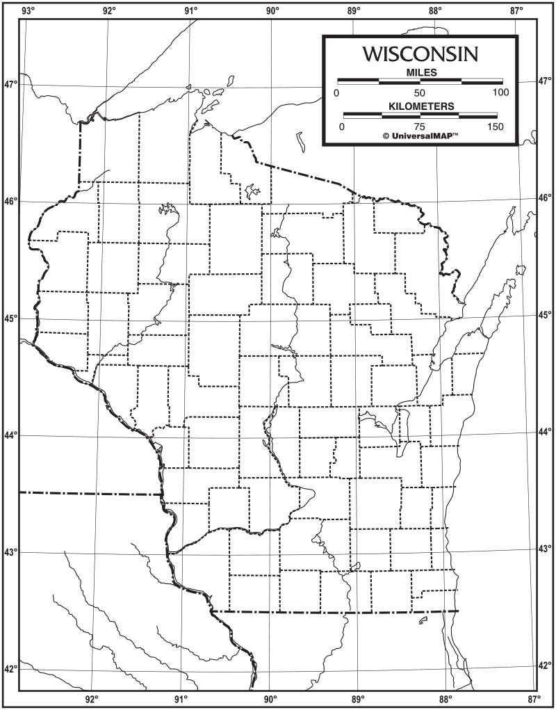 Kappa Map Group  wisconsin outline map 50 pack paper or laminated