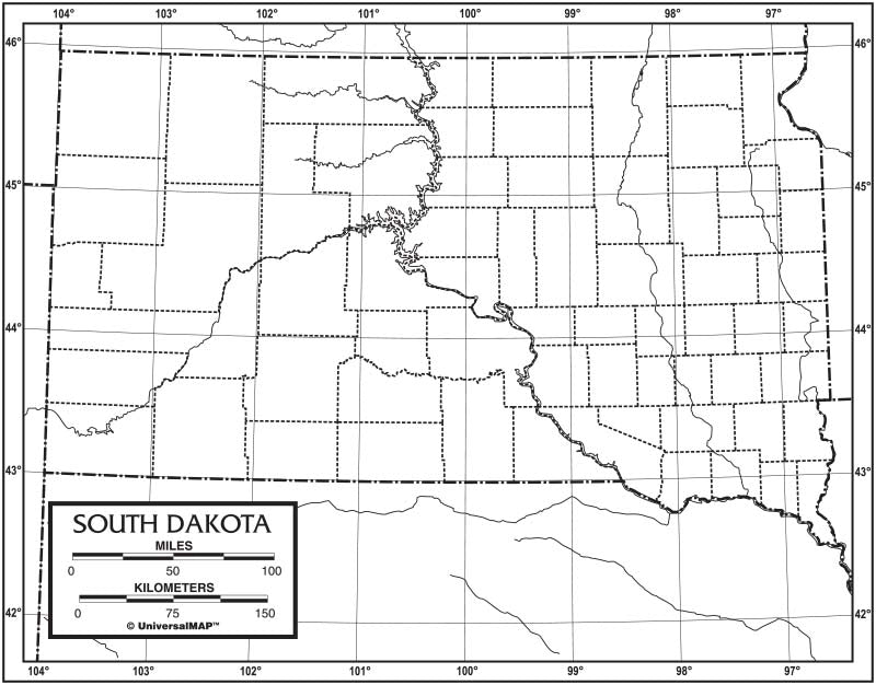 Kappa Map Group  south dakota outline map 50 pack paper or laminated
