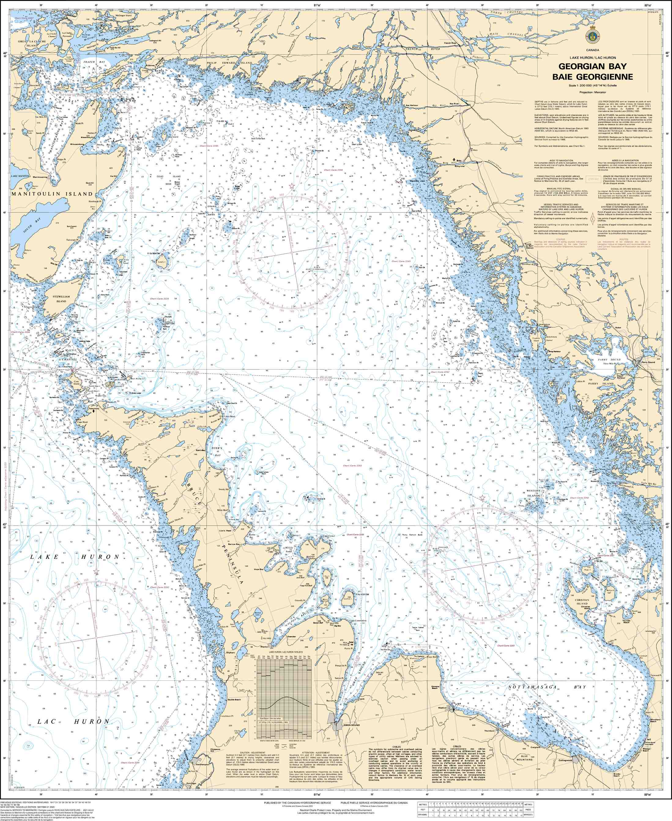 Canadian Hydrographic Service Nautical Chart CHS2201: Georgian Bay / Baie Georgienne