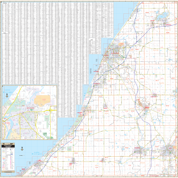 Benton Harbor Berrian Co, Mi Wall Map - Large Laminated