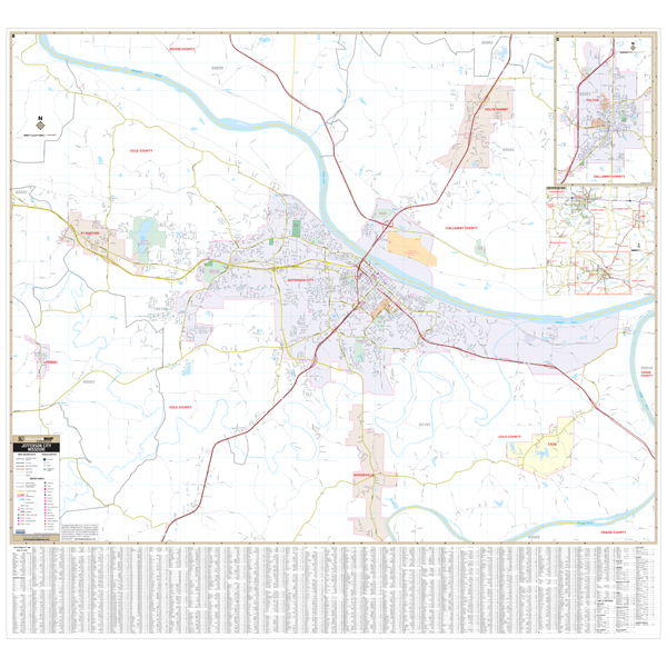 Jefferson City And Fulton, Mo Wall Map - Large Laminated