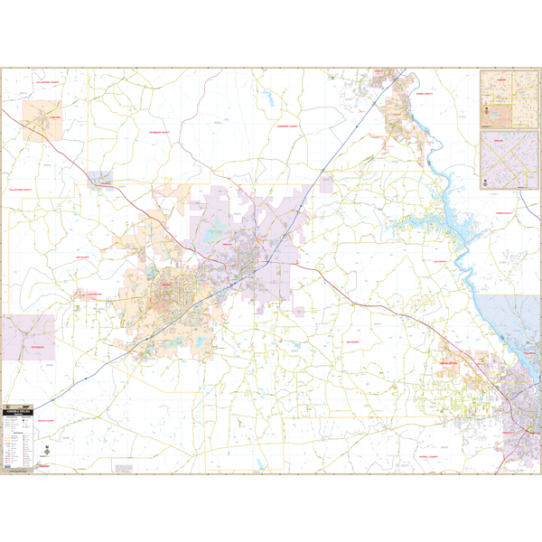 Auburn Opelika, Al Wall Map - Large Laminated