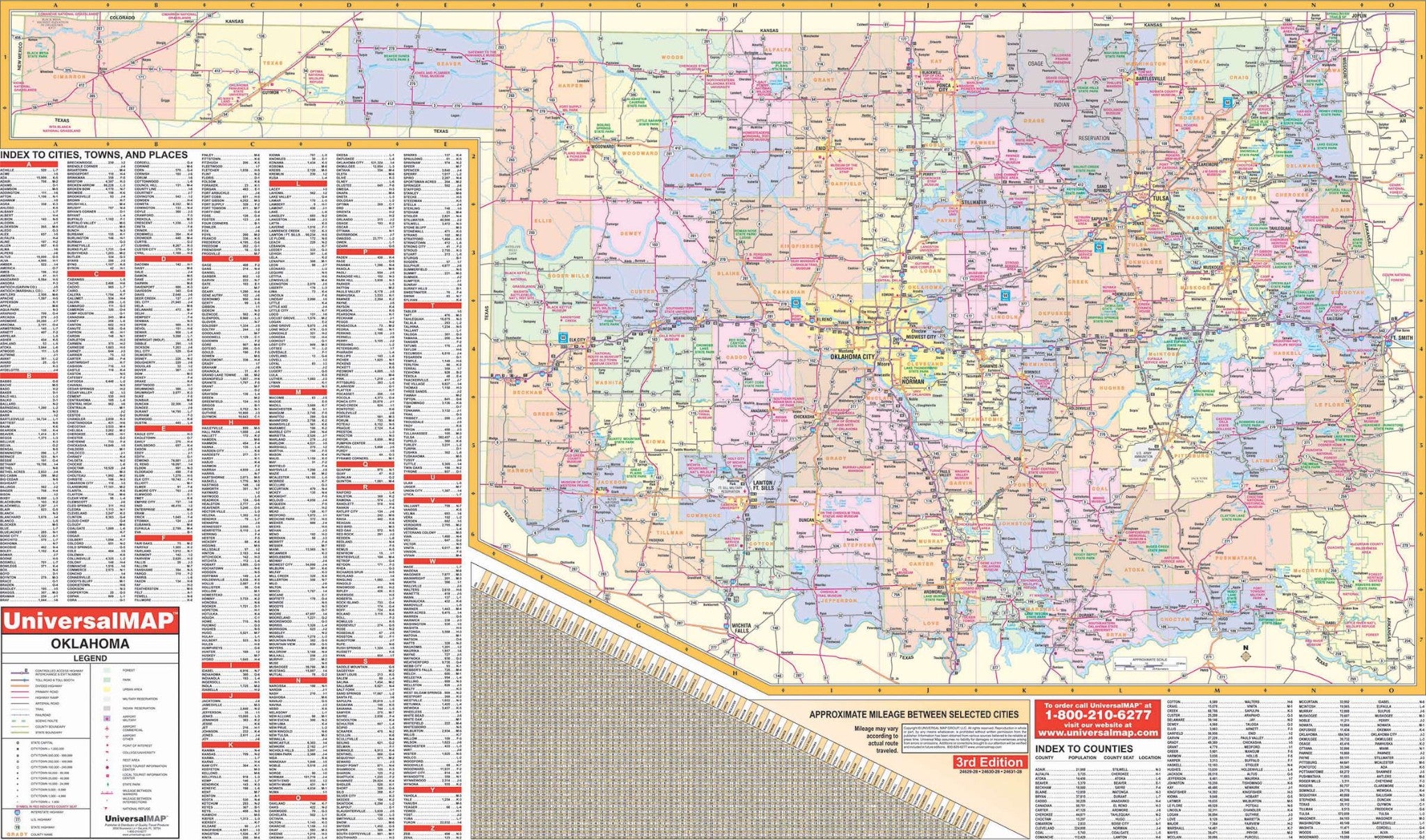 Oklahoma State Wall Map