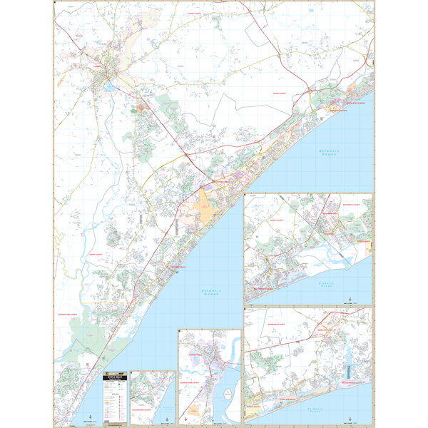Myrtle Beach, Sc Wall Map - Large Laminated