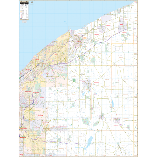Lake And Geauga Counties, Oh Wall Map - Large Laminated