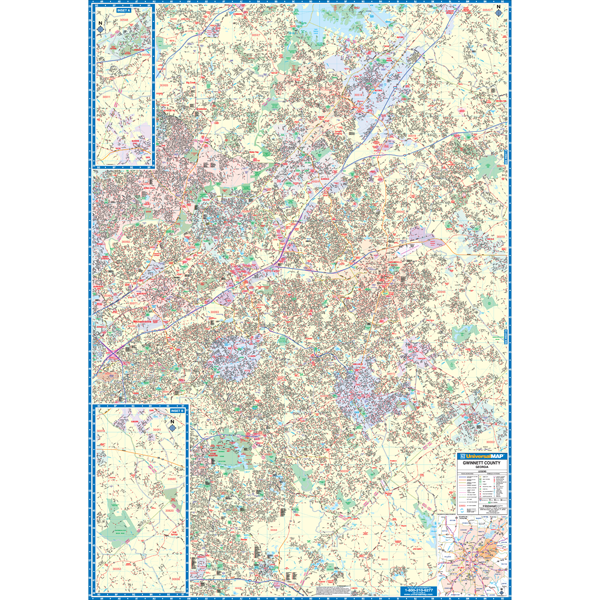 Gwinnett Co, Ga Wall Map - Large Laminated