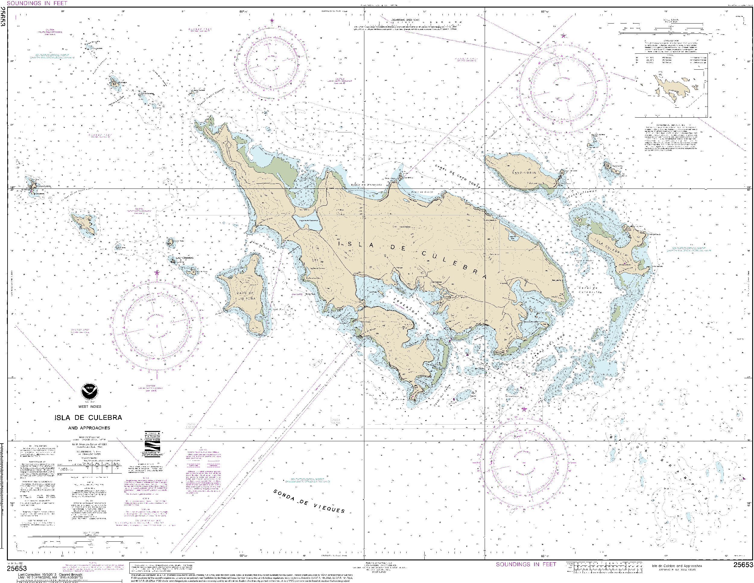 NOAA Nautical Chart 25653: Isla de Culebra and Approaches