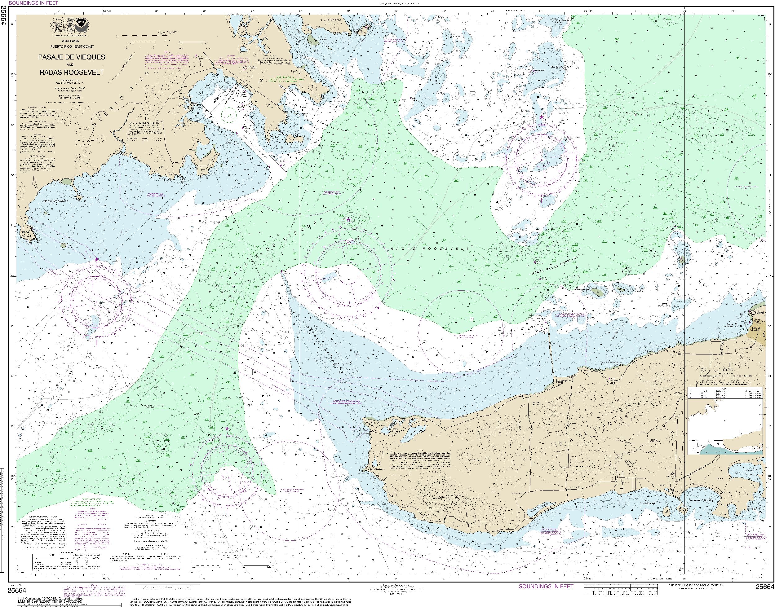 NOAA Nautical Chart 25664: Pasaje de Vieques and Radas Roosevelt