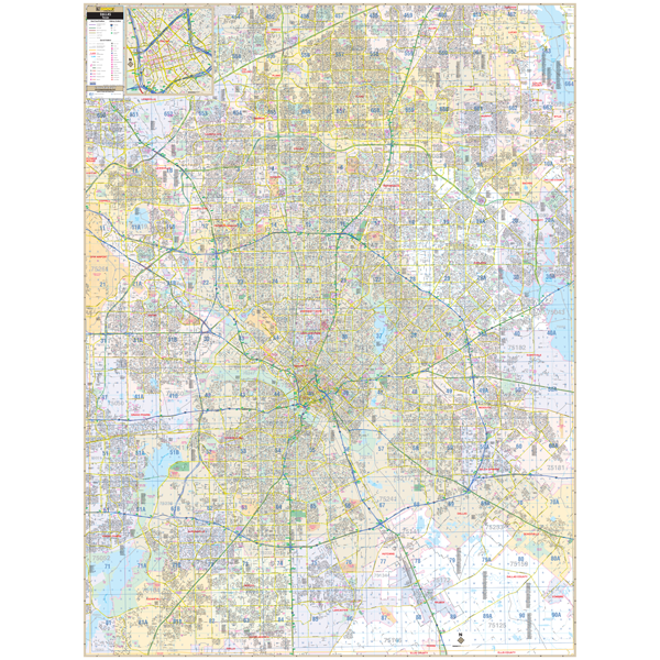Dallas, Tx Wall Map - Large Laminated