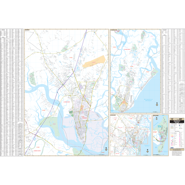 Brunswick, Ga Wall Map - Large Laminated