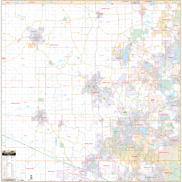 Mchenry County, Il Wall Map - Large Laminated