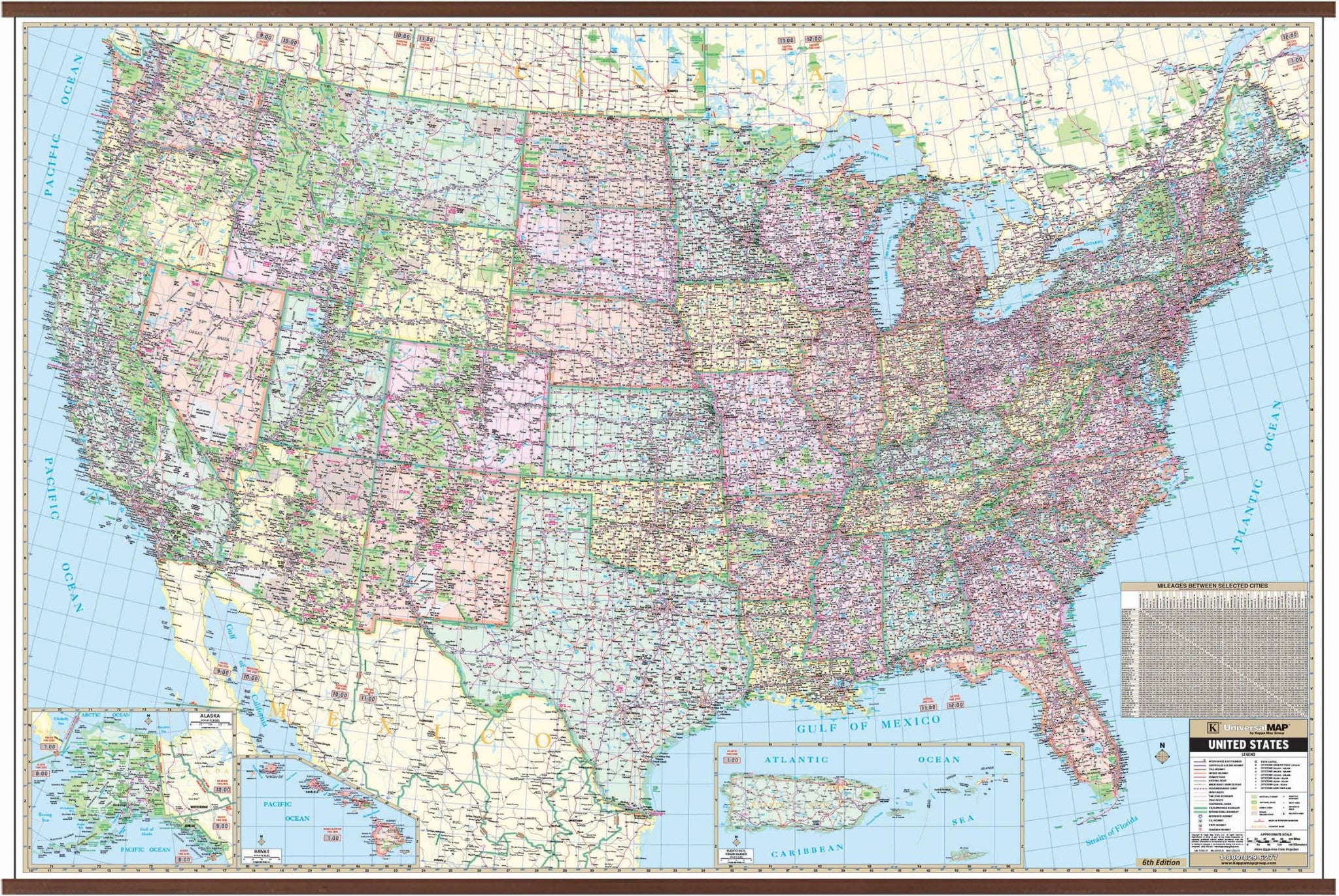US Large Scale Wall Map (77 x 54)
