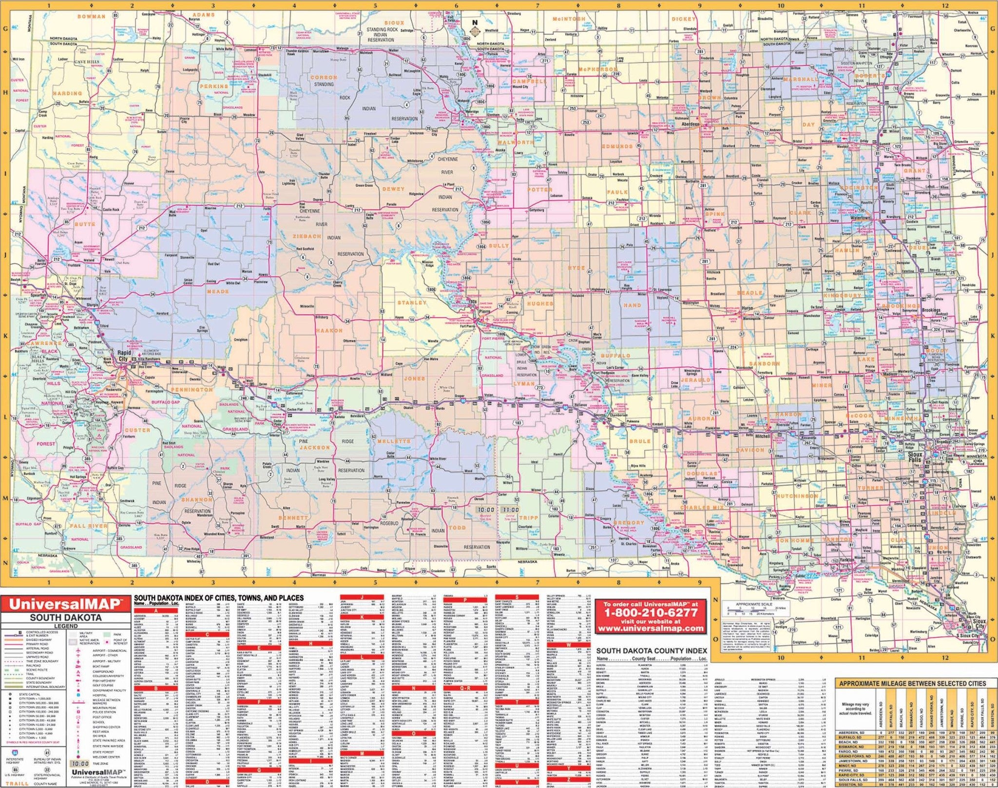 South Dakota State Wall Map