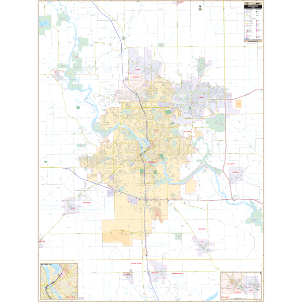Cedar Rapids, Ia Wall Map - Large Laminated