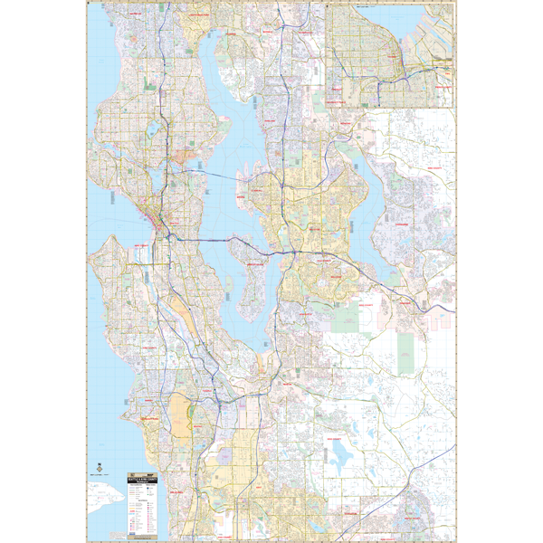 Seattle, Wa Wall Map - Large Laminated