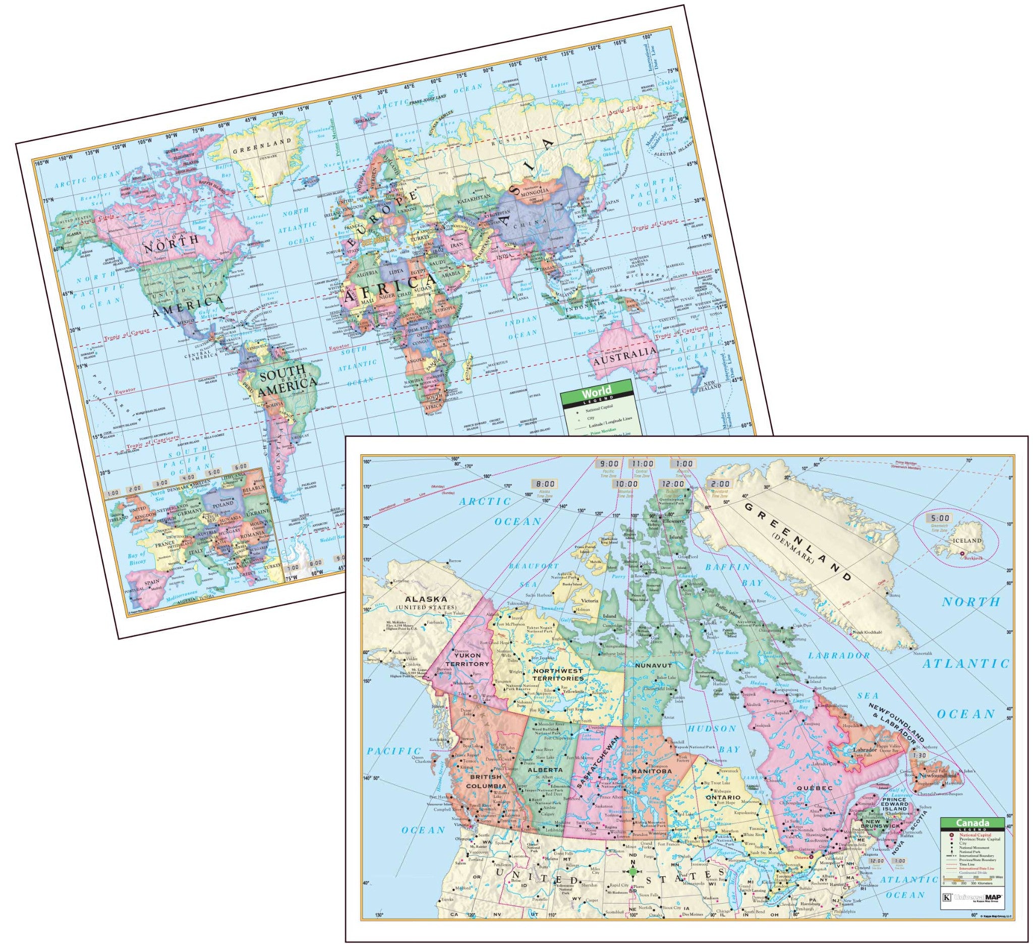 Kappa Map Group  canada world primary deskpad map multi pack