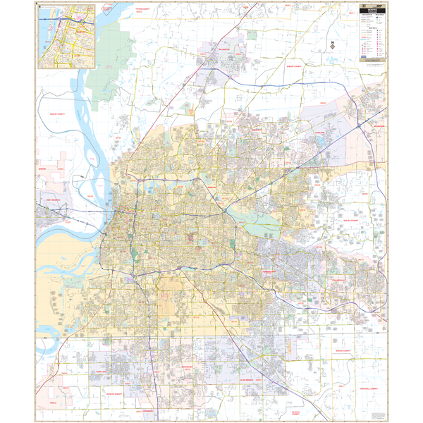 Memphis Shelby Co, Tn Wall Map - Large Laminated