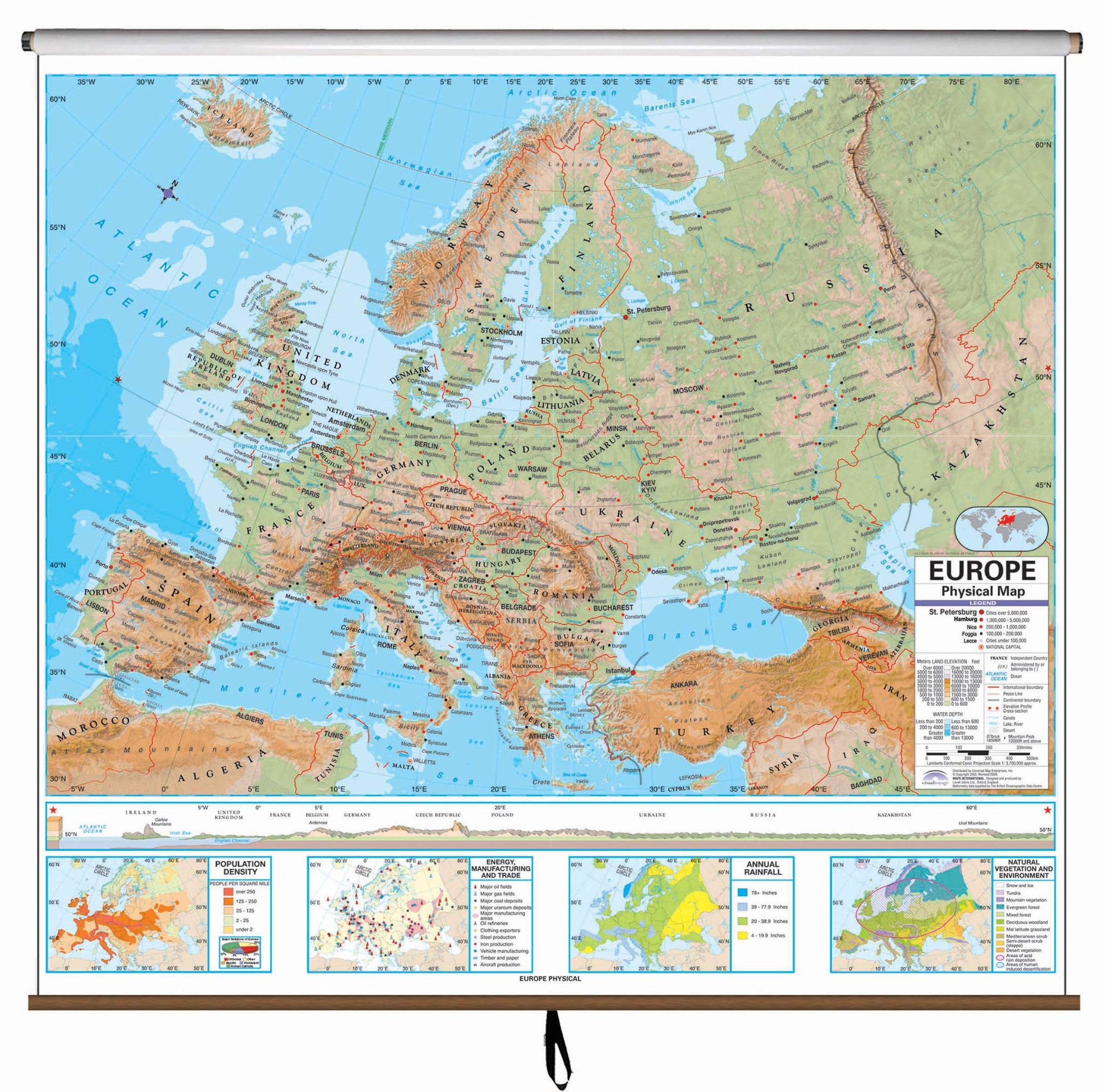 Kappa Map Group  Europe Advanced Physical Classroom Wall Map