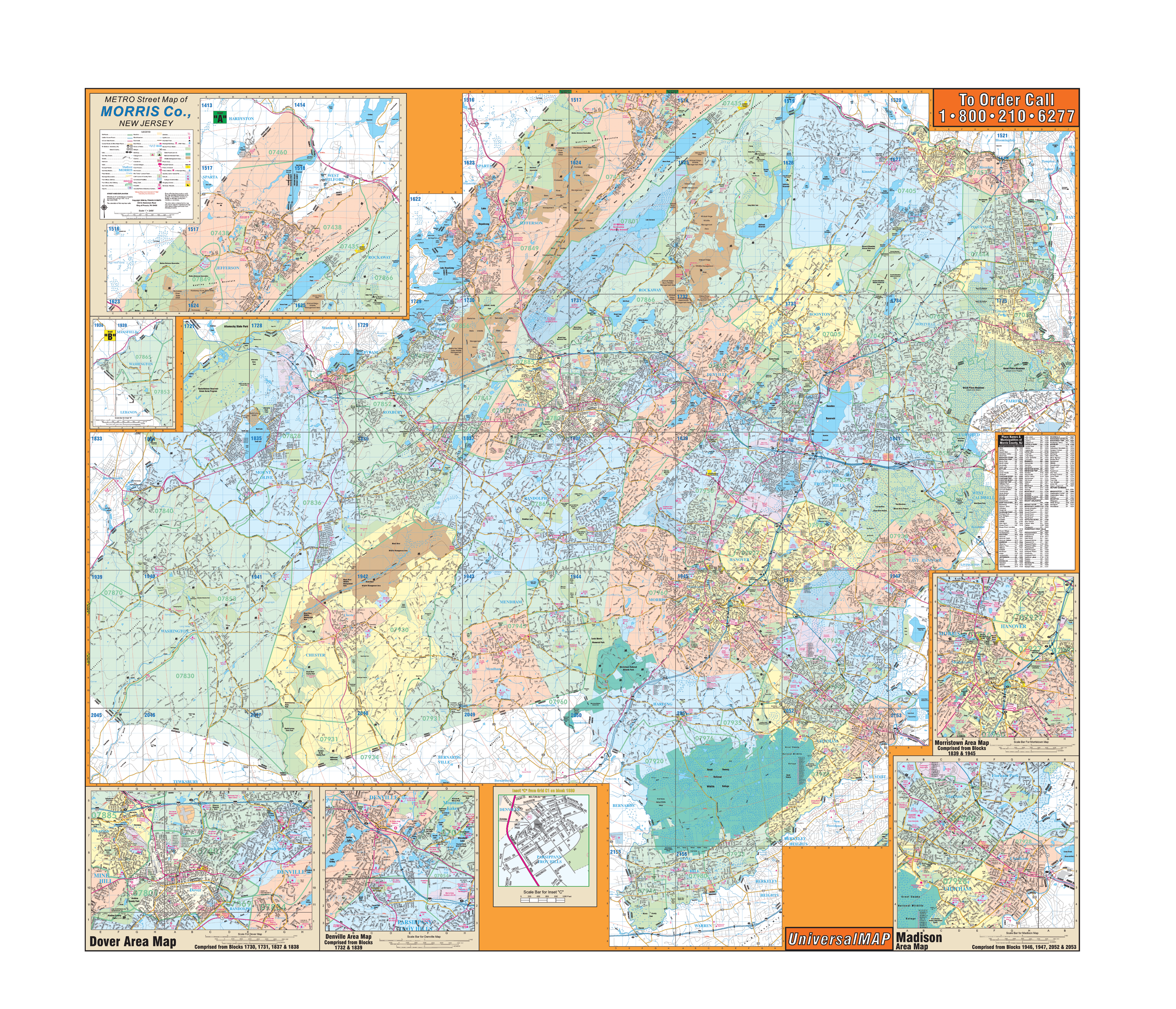 Morris County, Nj Wall Map - Large Laminated