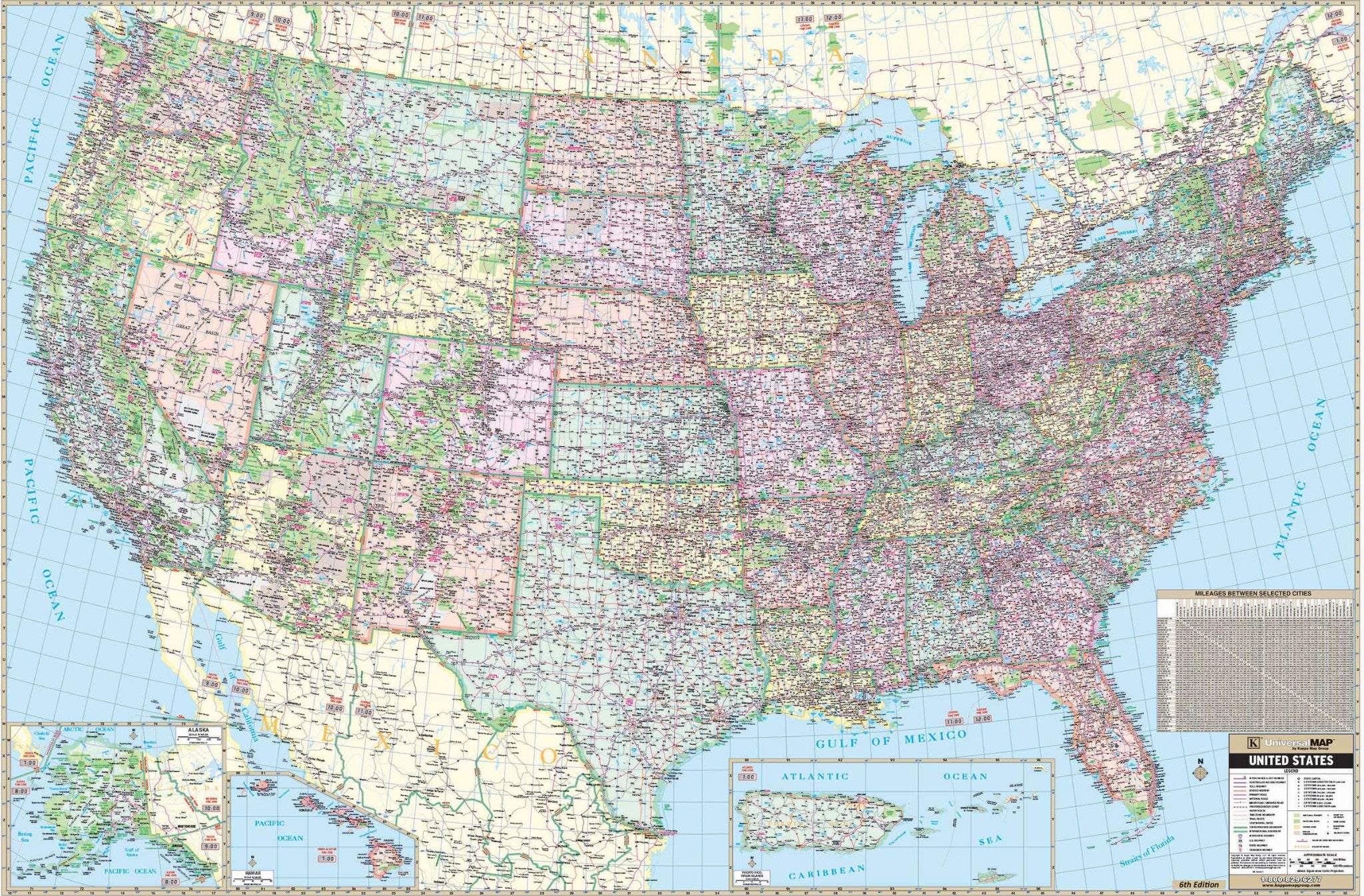 US Wall Map (108 x 72) Laminated