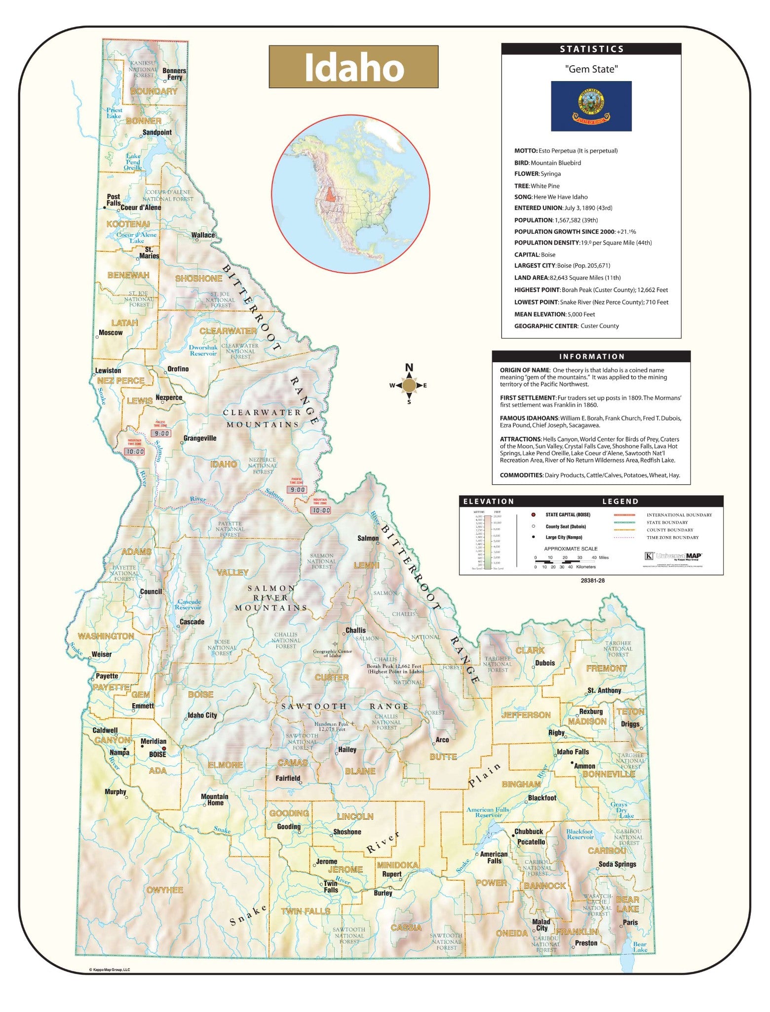 Kappa Map Group Idaho Shaded Relief Map