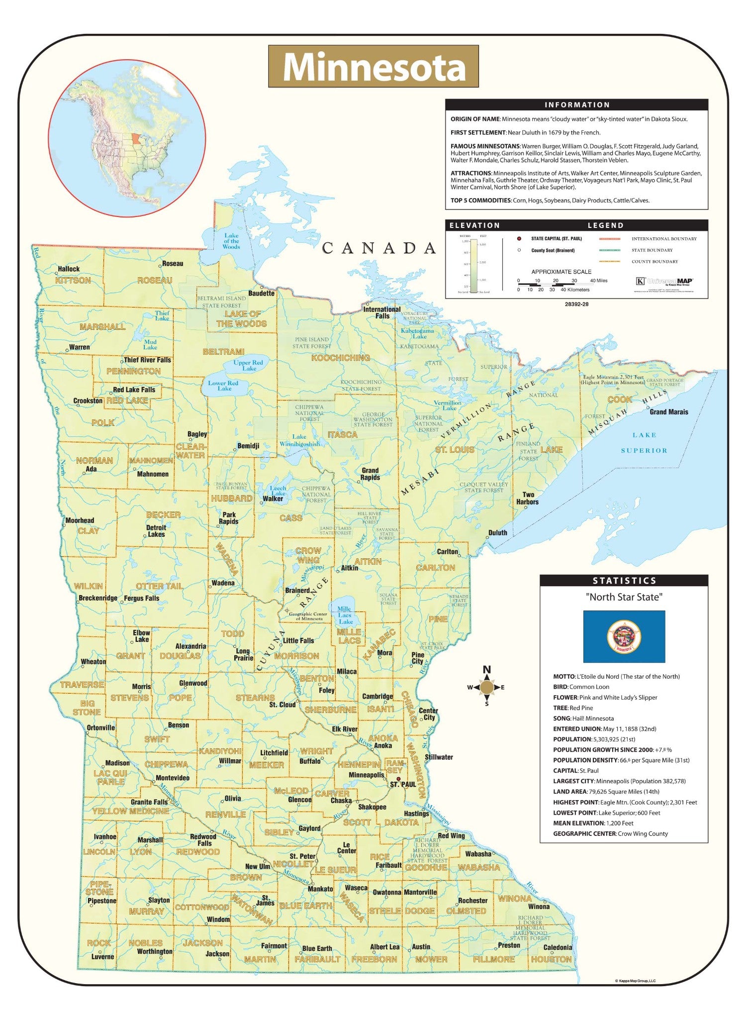Minnesota Shaded Relief Map