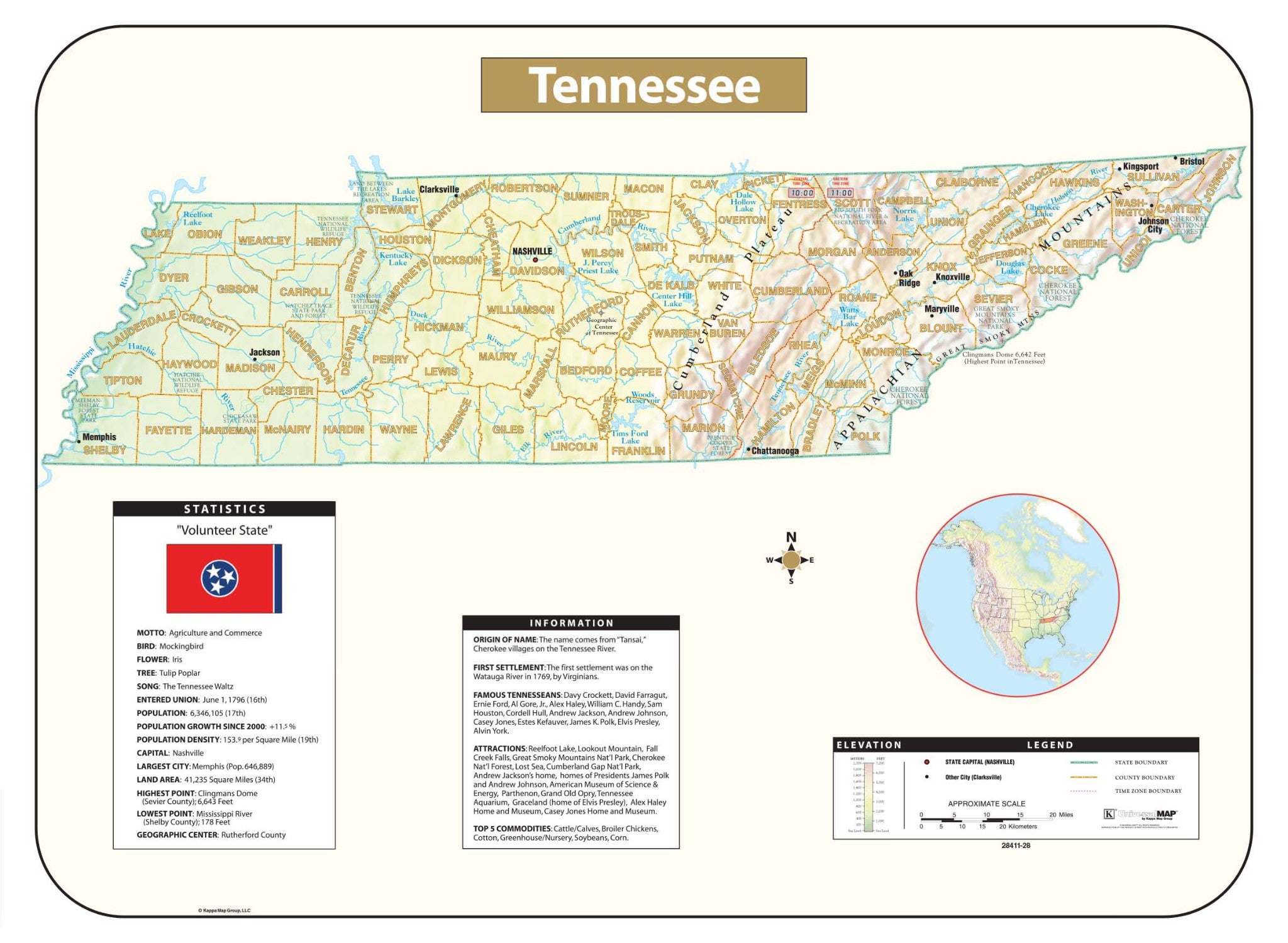 Tennessee Shaded Relief Map – GeoMart