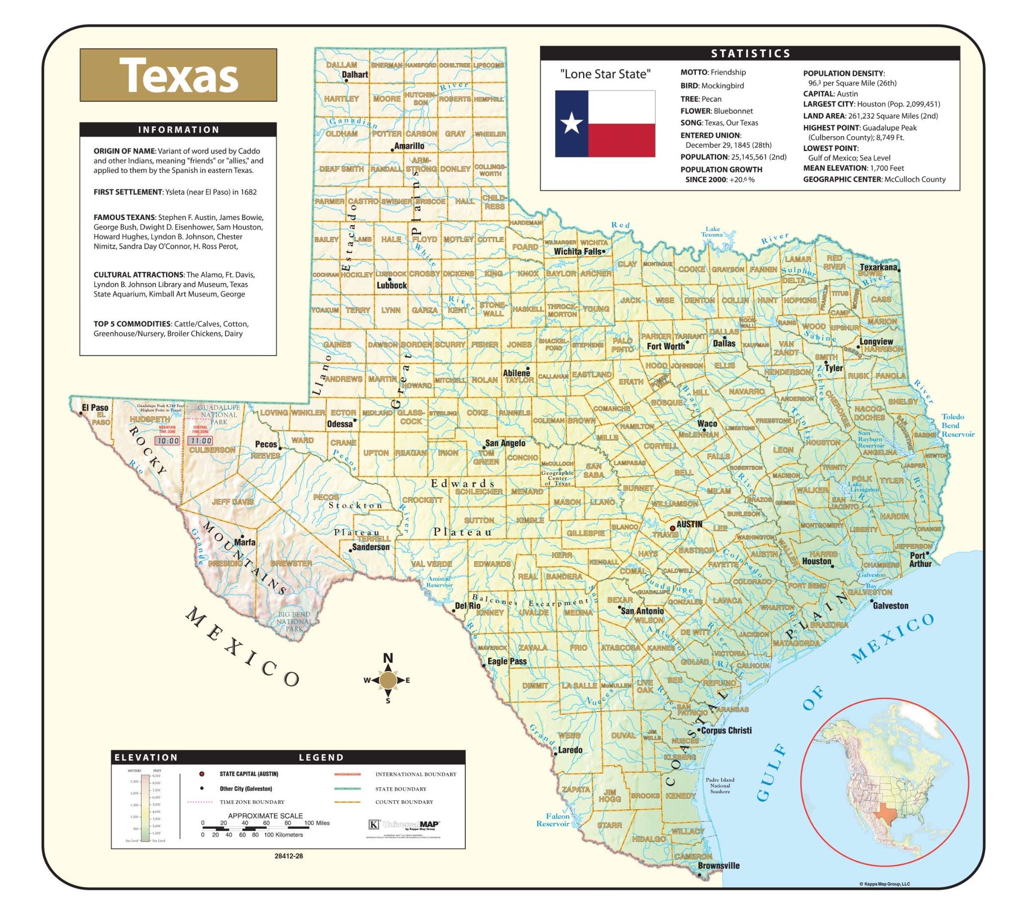 Kappa Map Group Texas Shaded Relief Map