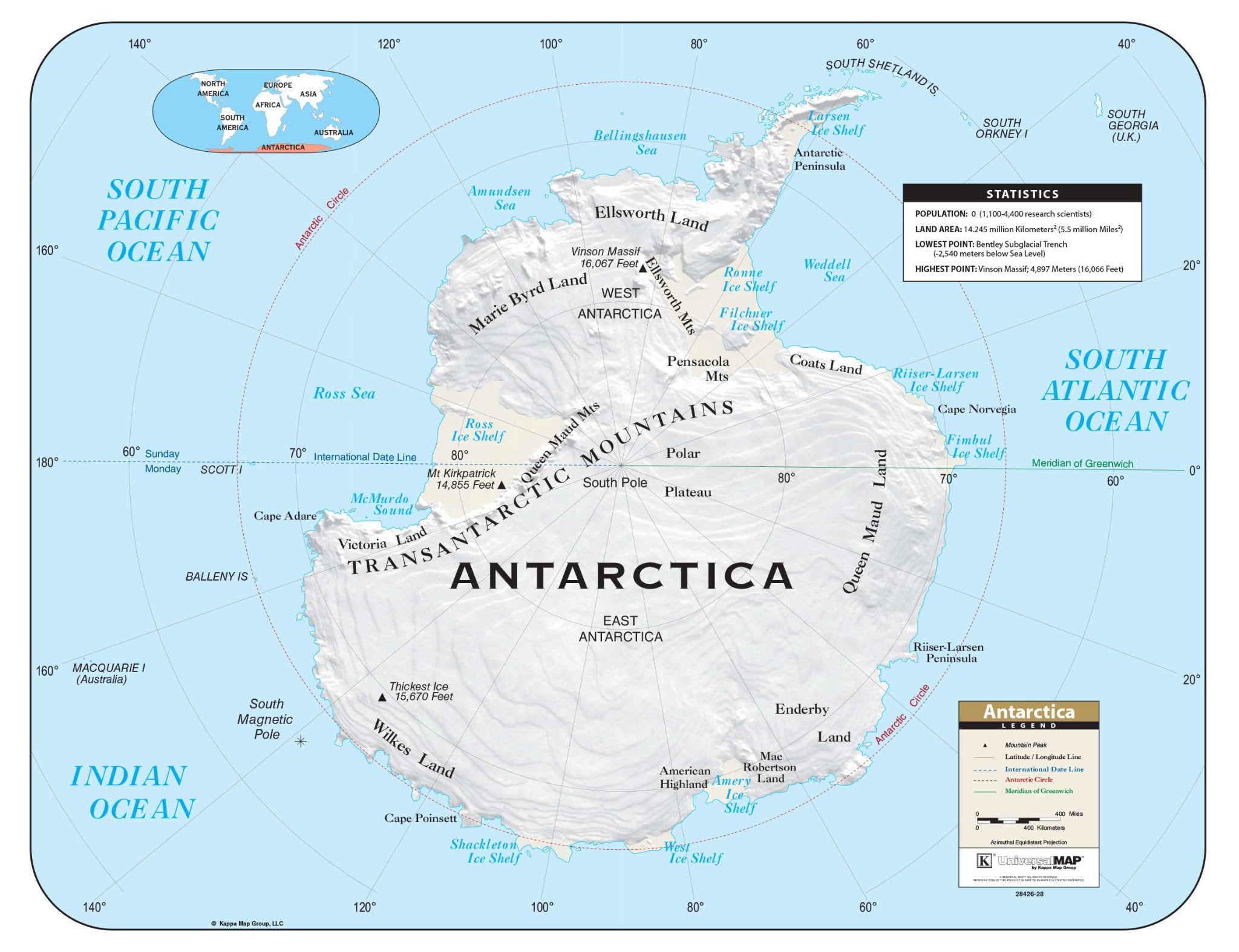 Kappa Map Group  Antarctica Shaded Relief Map