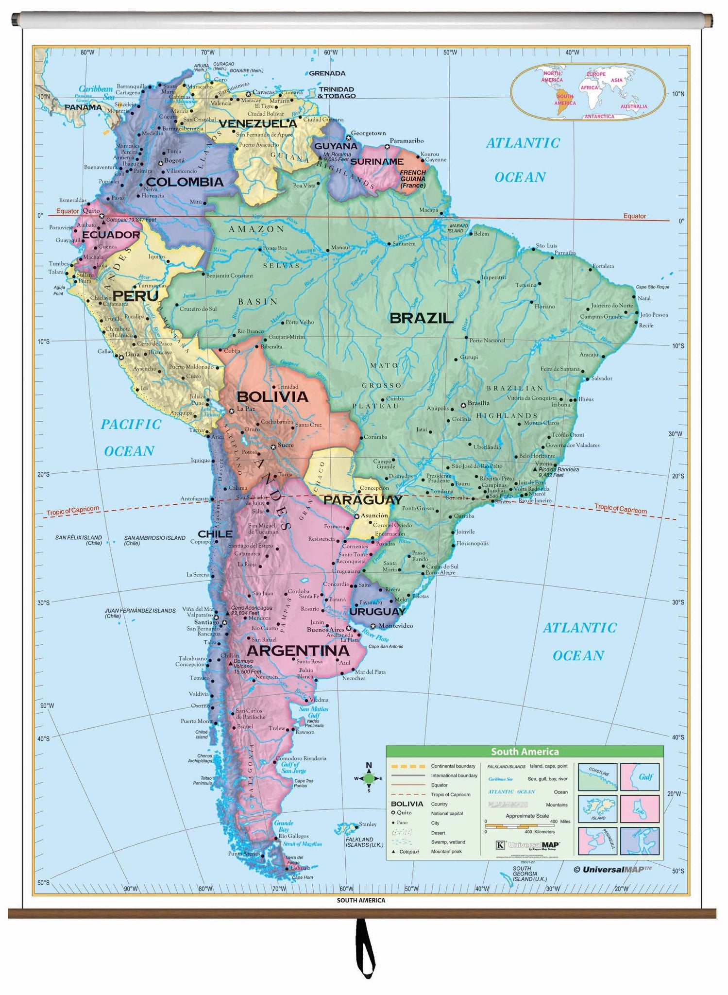 Kappa Map Group  South America Essential Classroom Wall Map