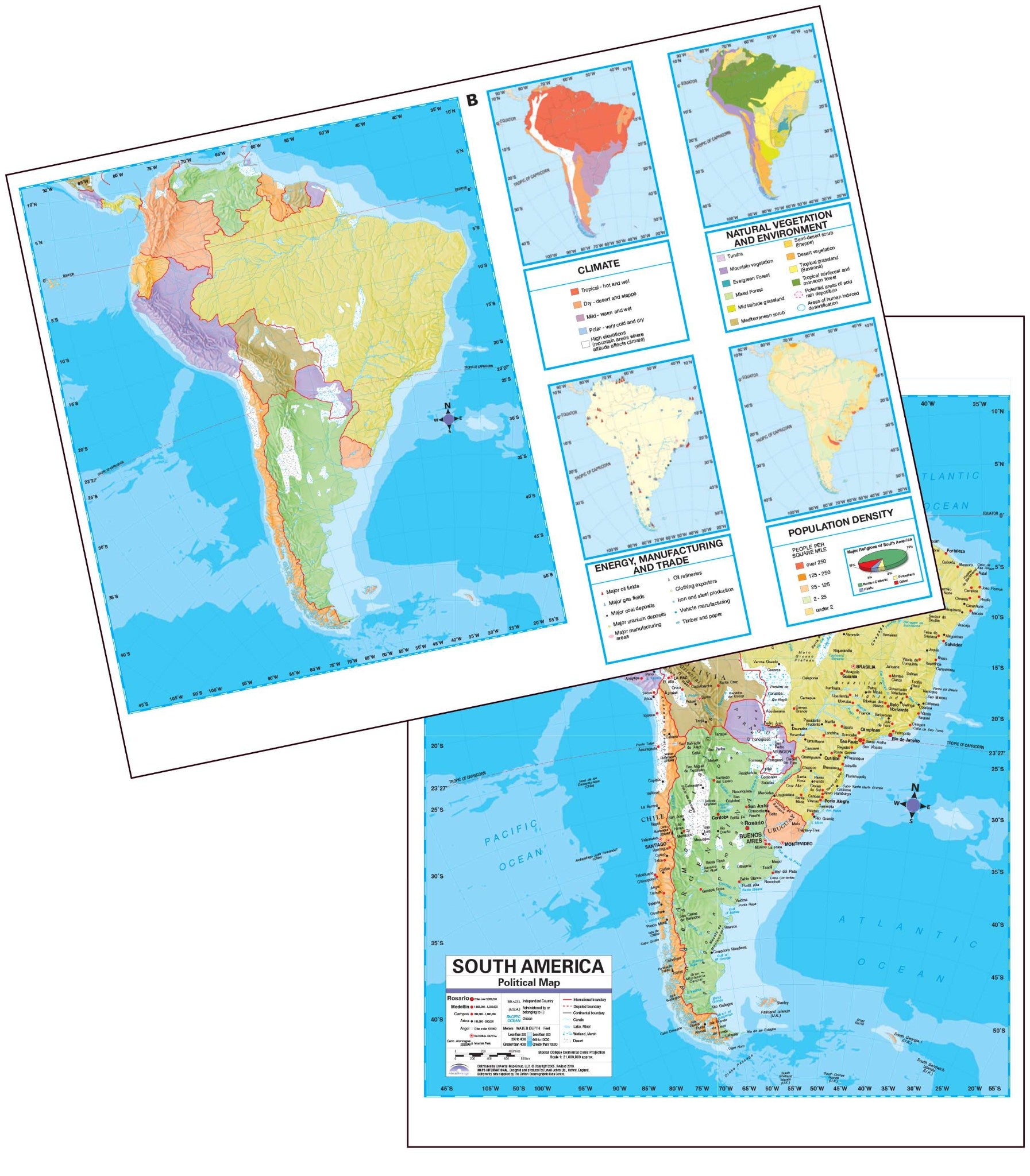 Kappa Map Group  south america advanced political deskpad map multi pack