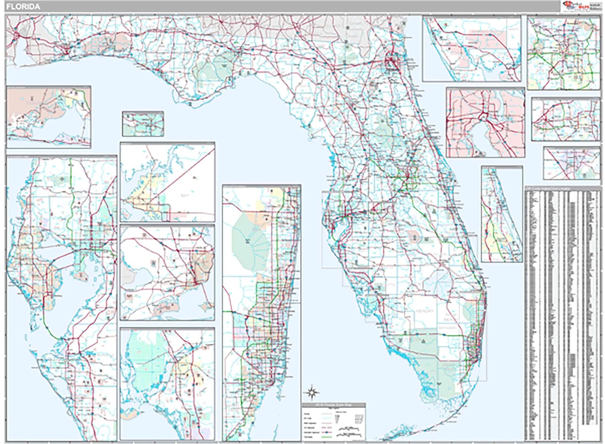 Florida State Wall Map w/ ZIP Codes – GeoMart
