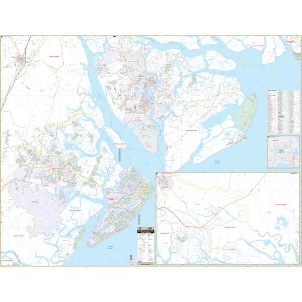 Hilton Head Beaufort Co, Sc Wall Map - Large Laminated