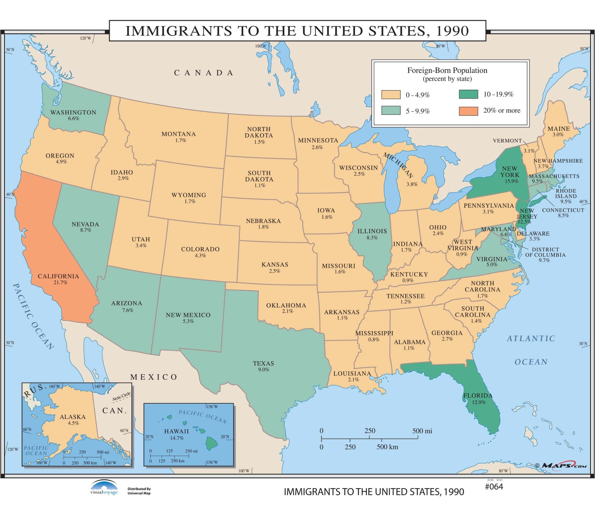 Kappa Map Group  064 Immigrants To The United States 1990