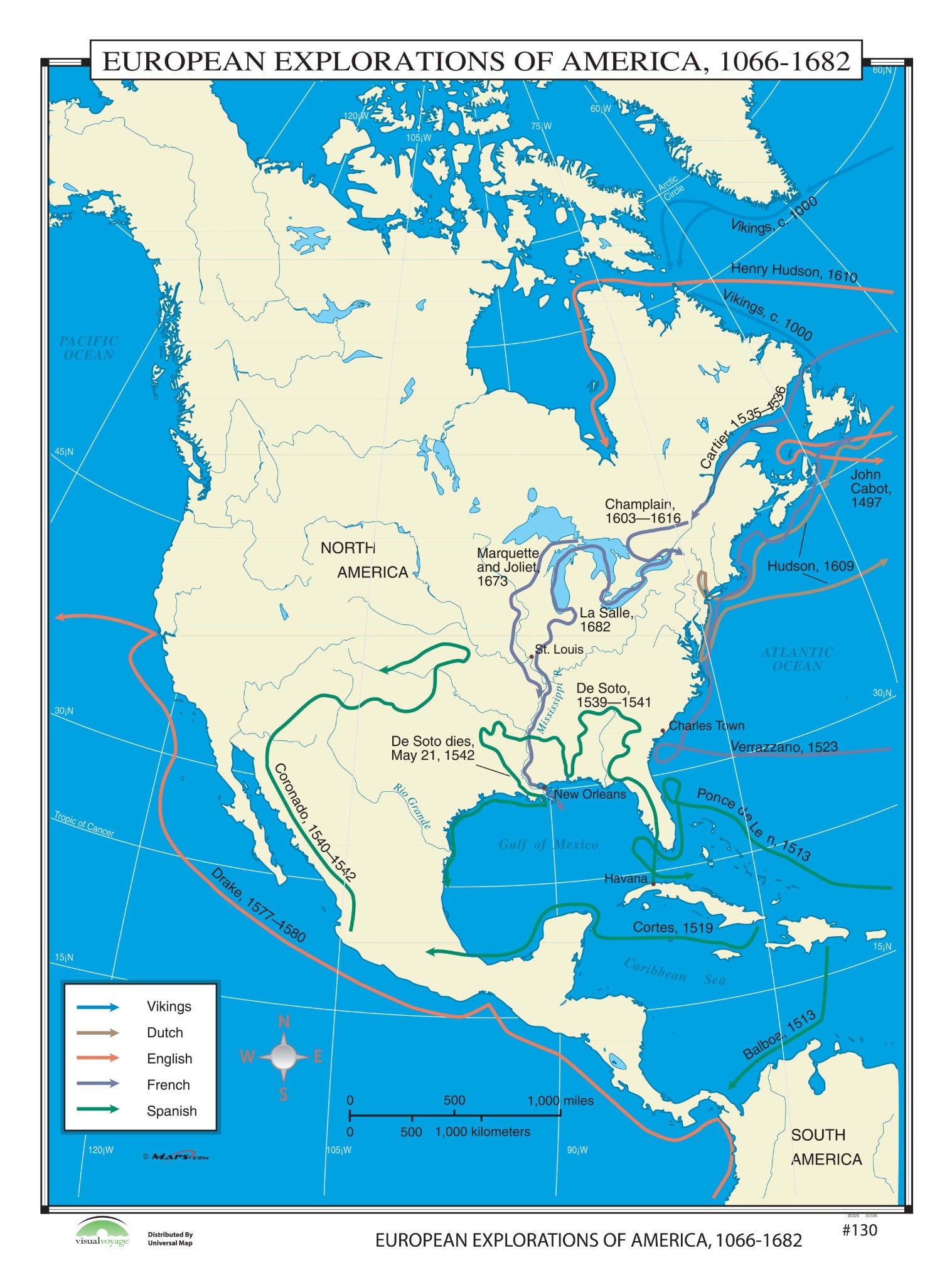 Kappa Map Group  130 European Explorations Of North America 1066 1682