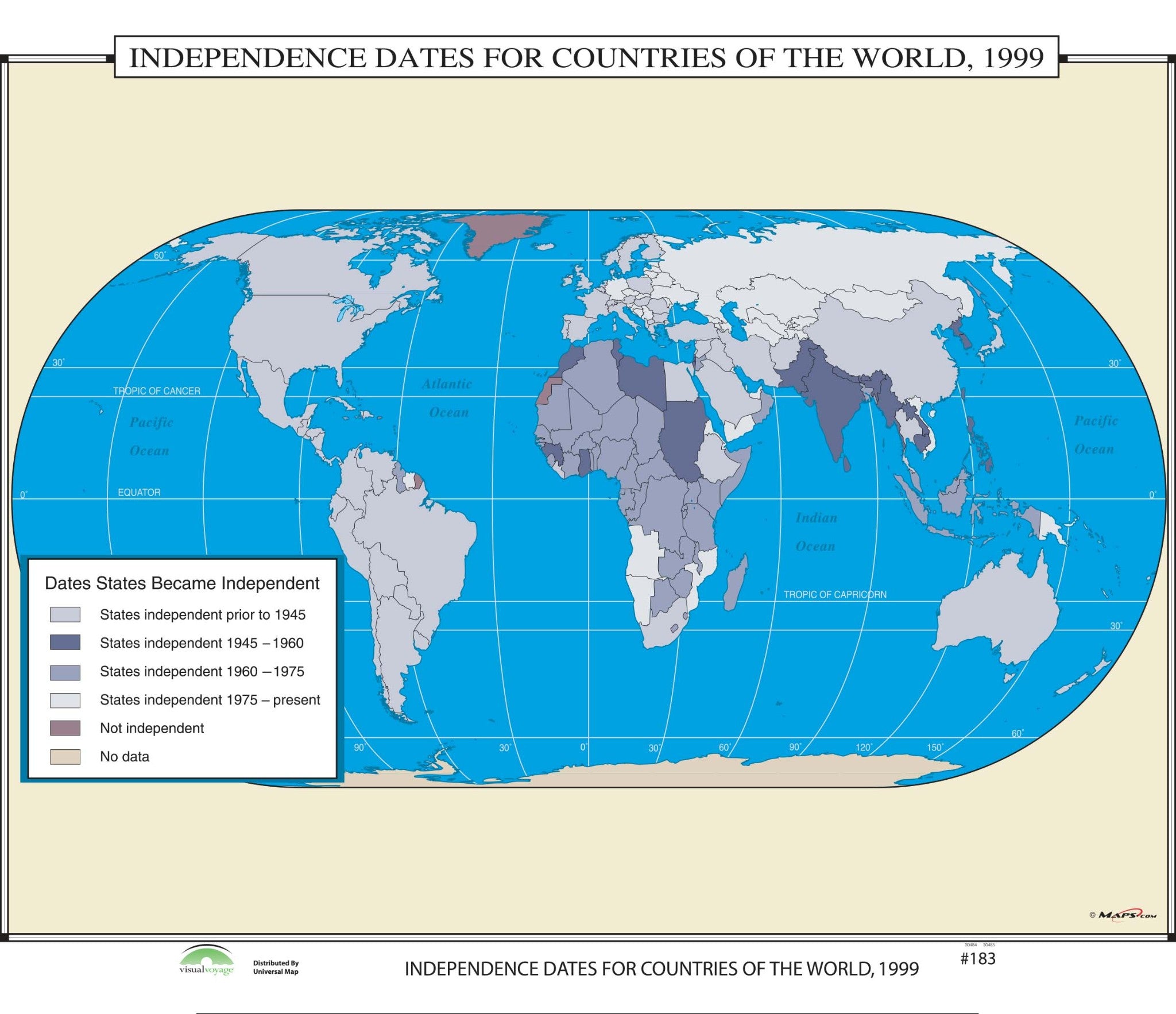 Kappa Map Group  183 Independence Dates For Countries Of The World 1999